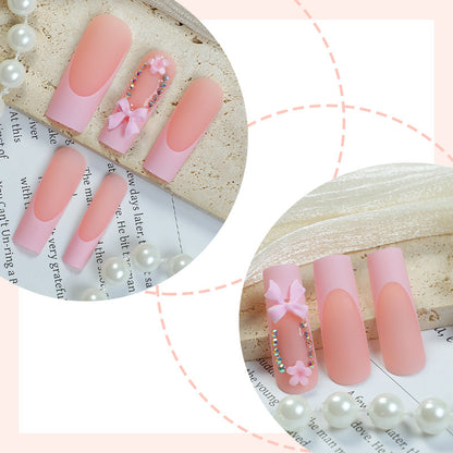 Decorative Press-On Nail Art with Floral and Bow Accents Acalora