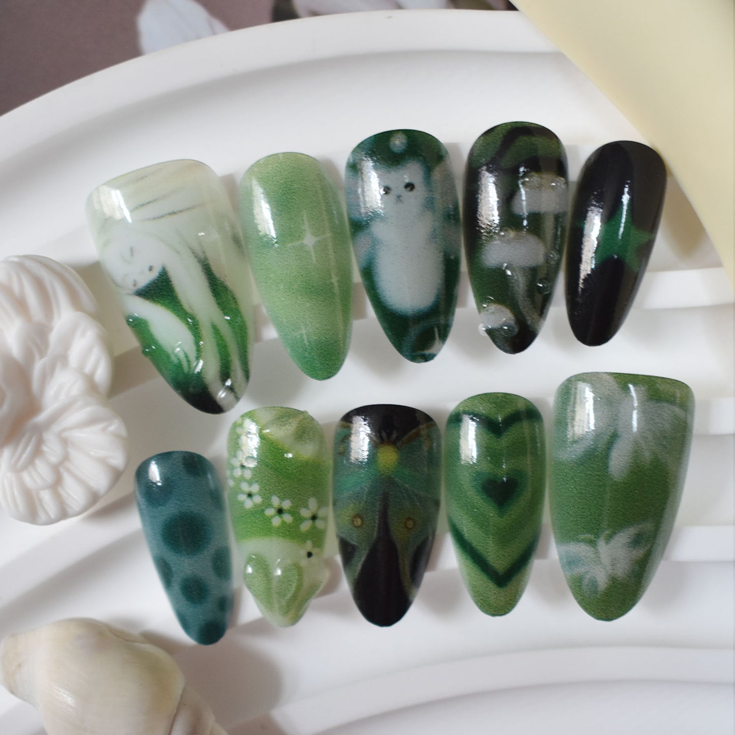 Artistic 3D Sea-Inspired Press-On Nail Art Acalora