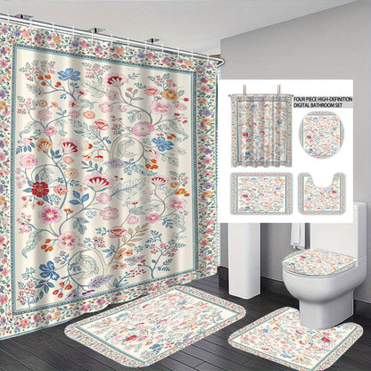 Digital Floral Print Bathroom Set