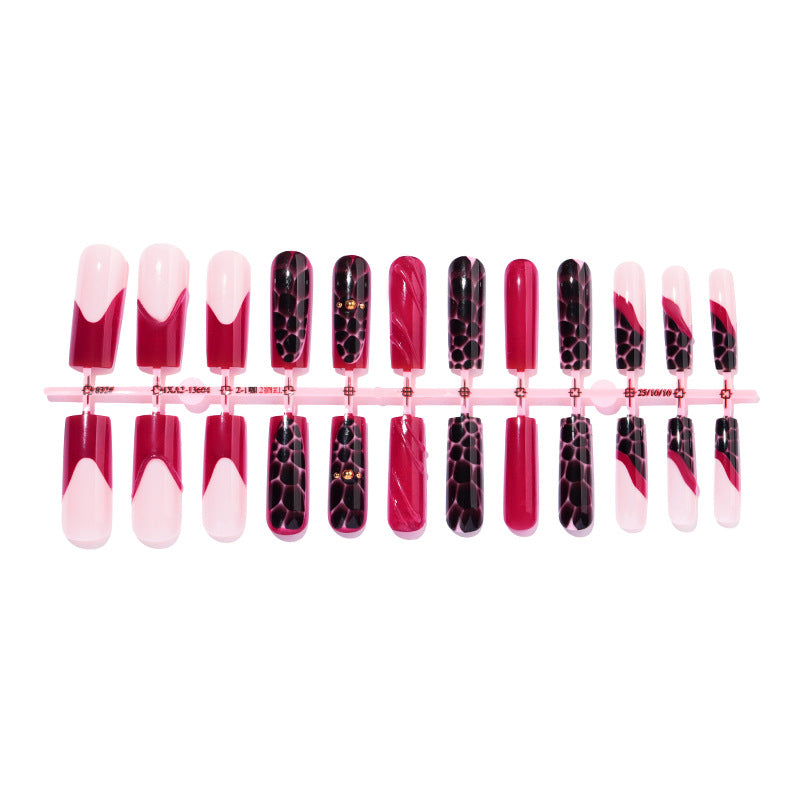 Artistic Press-On Nail Set with Decorative Patterns Acalora