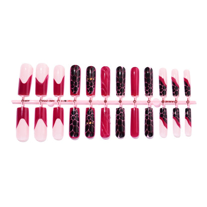 Artistic Press-On Nail Set with Decorative Patterns Acalora