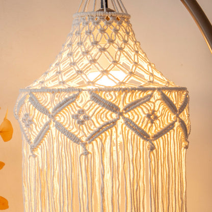 Elegant Macrame Hanging Lamp with Fringes Acalora