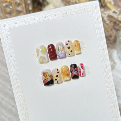Decorative Nature-Themed Press-On Nail Set Acalora