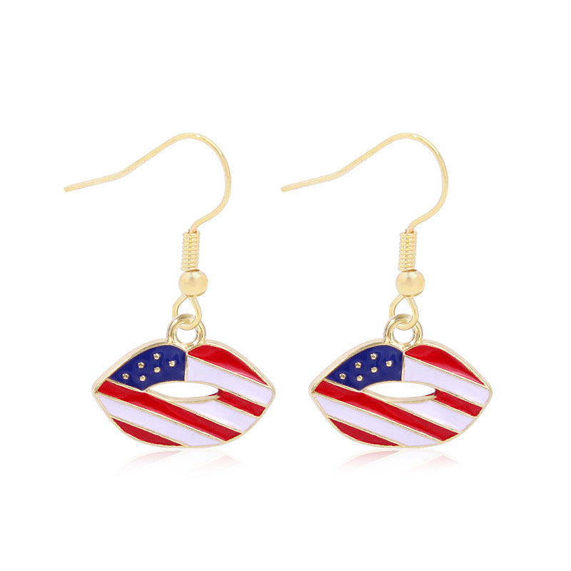 Women's lightweight star earrings with enamel flag design and fishhook Kalsten