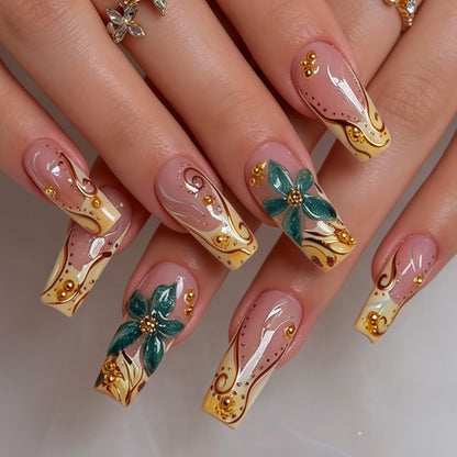 Elegant Floral Nail Art Extensions Acalora