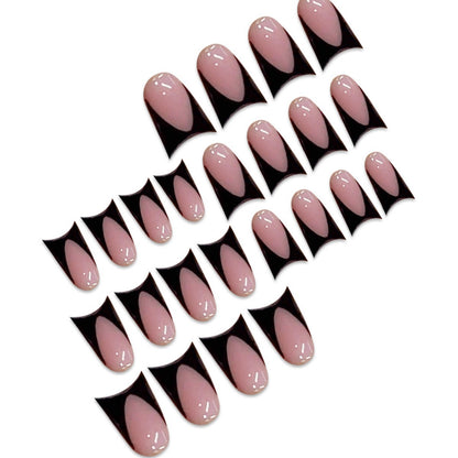 Stylish Stiletto Press-On Nails with Geometry Design Acalora