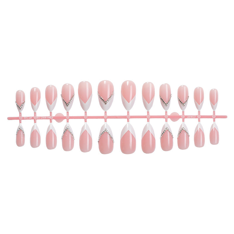 Elegant Pointed Press-On Nails with Rhinestone Accents Acalora