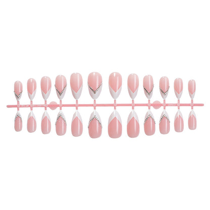 Elegant Pointed Press-On Nails with Rhinestone Accents Acalora