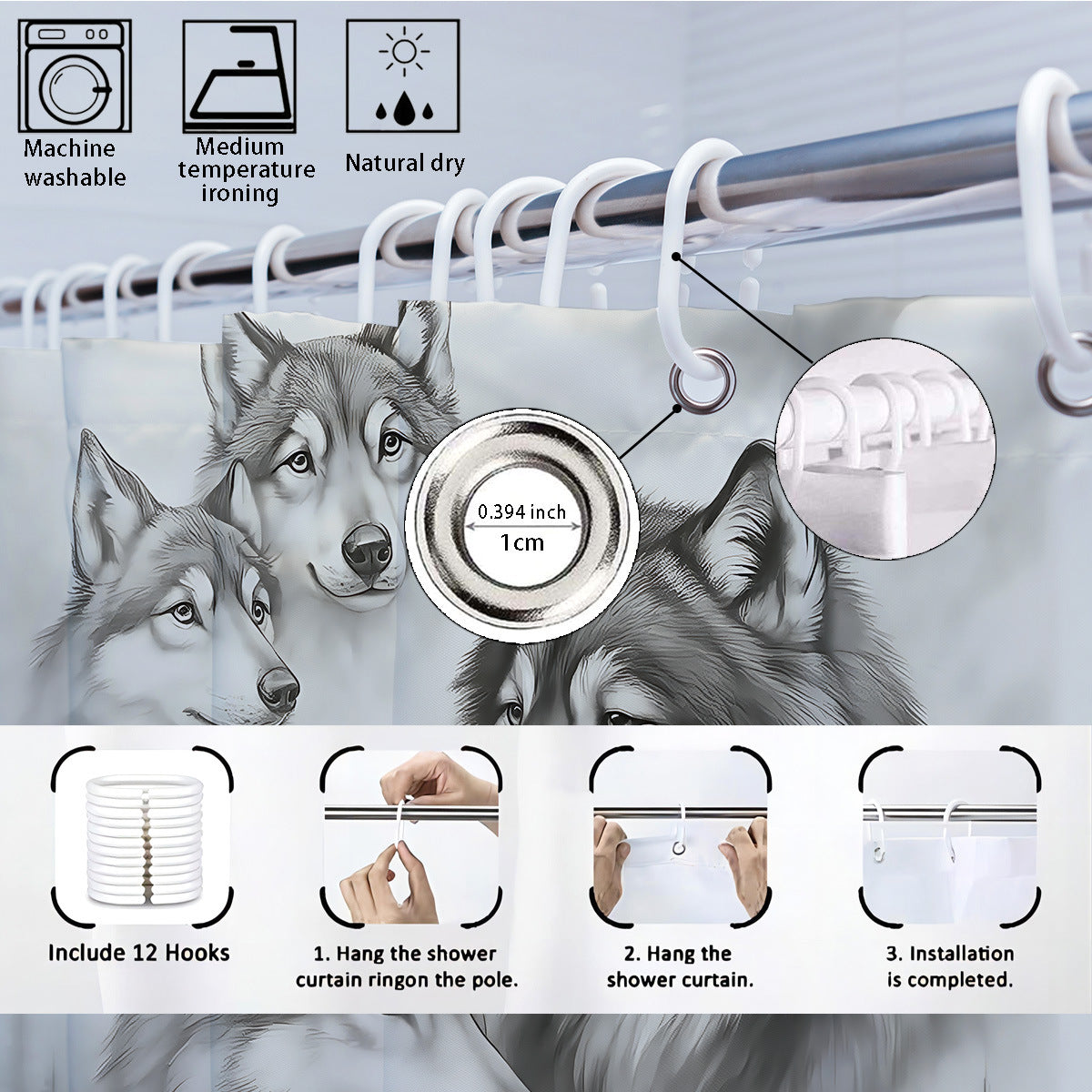 High-Definition Wolf-Themed Bathroom Décor Set