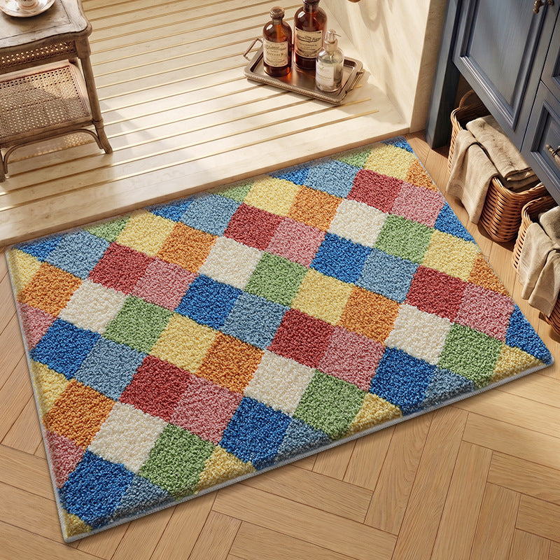 Textured Geometric Bath Rug
