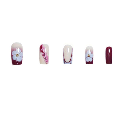 Artistic Gel Nail Extensions with Floral Design Acalora