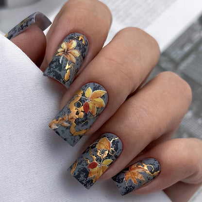 Artificial nails with colorful flower designs Acalora