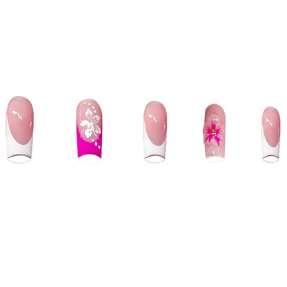 Floral Accent Decorative Press-On Nails Acalora