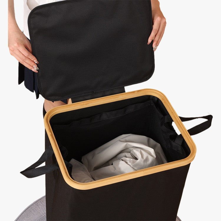 Elegant laundry container with practical lid and carrying system Acalora