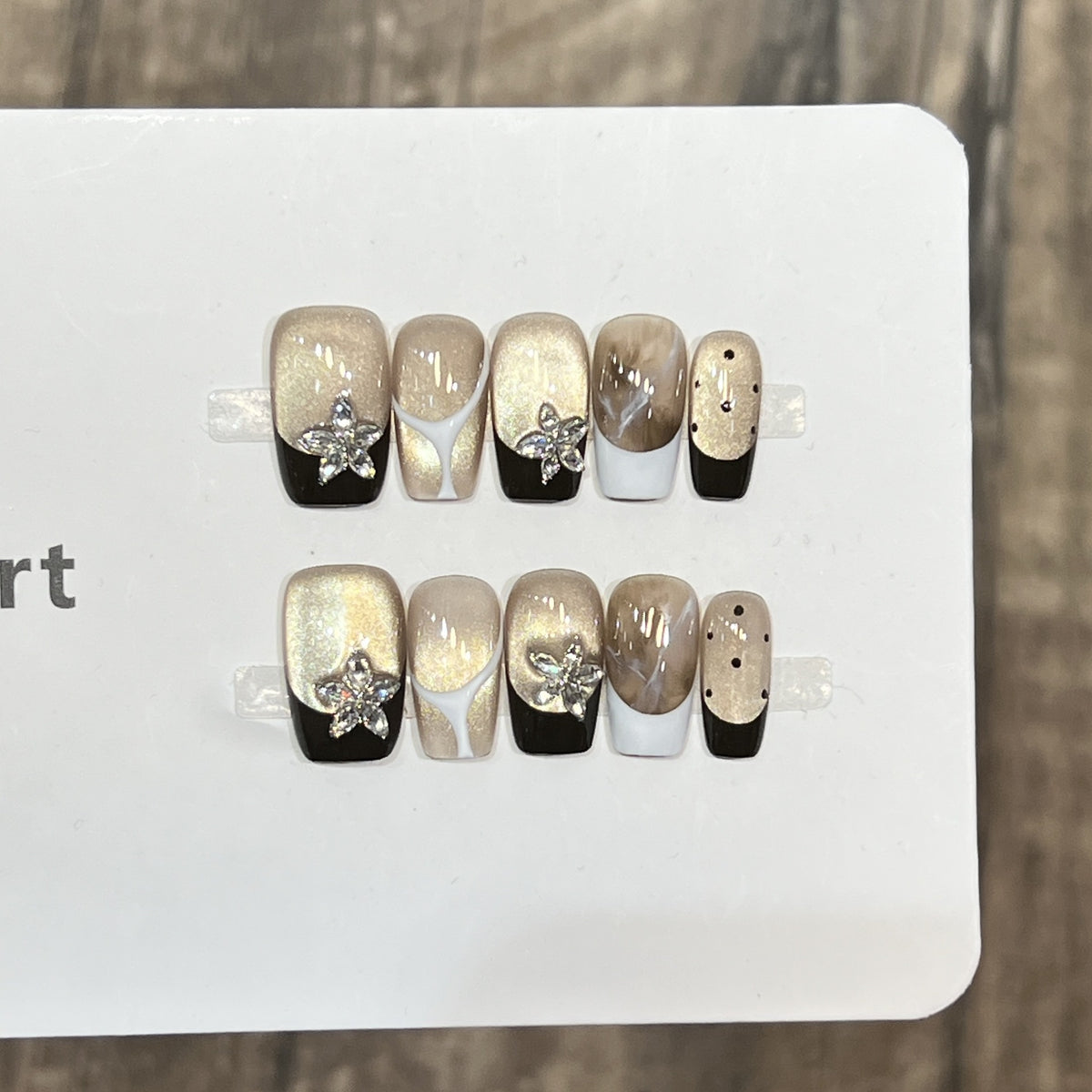 Elegant Press-On Nail Art Set with Floral Embellishments Acalora