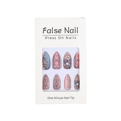 Creative Nail Art Set with Hand-Drawn Patterns Acalora