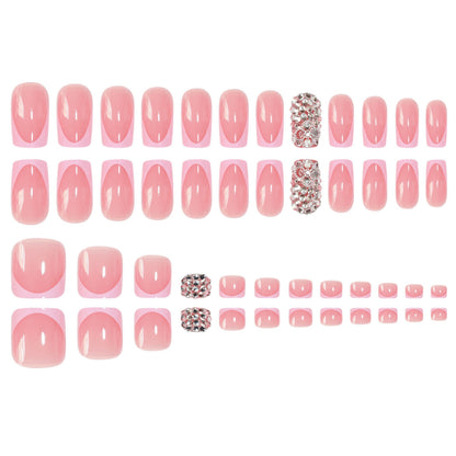 Elegant Press-On Nail Set with Rhinestone Accents Acalora