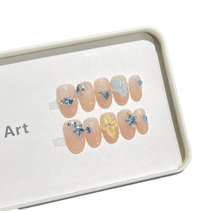 Artistic Floral Press-On Nail Tips Acalora