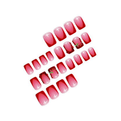 Artistic Press-On Nail Set with Floral Embellishments Acalora