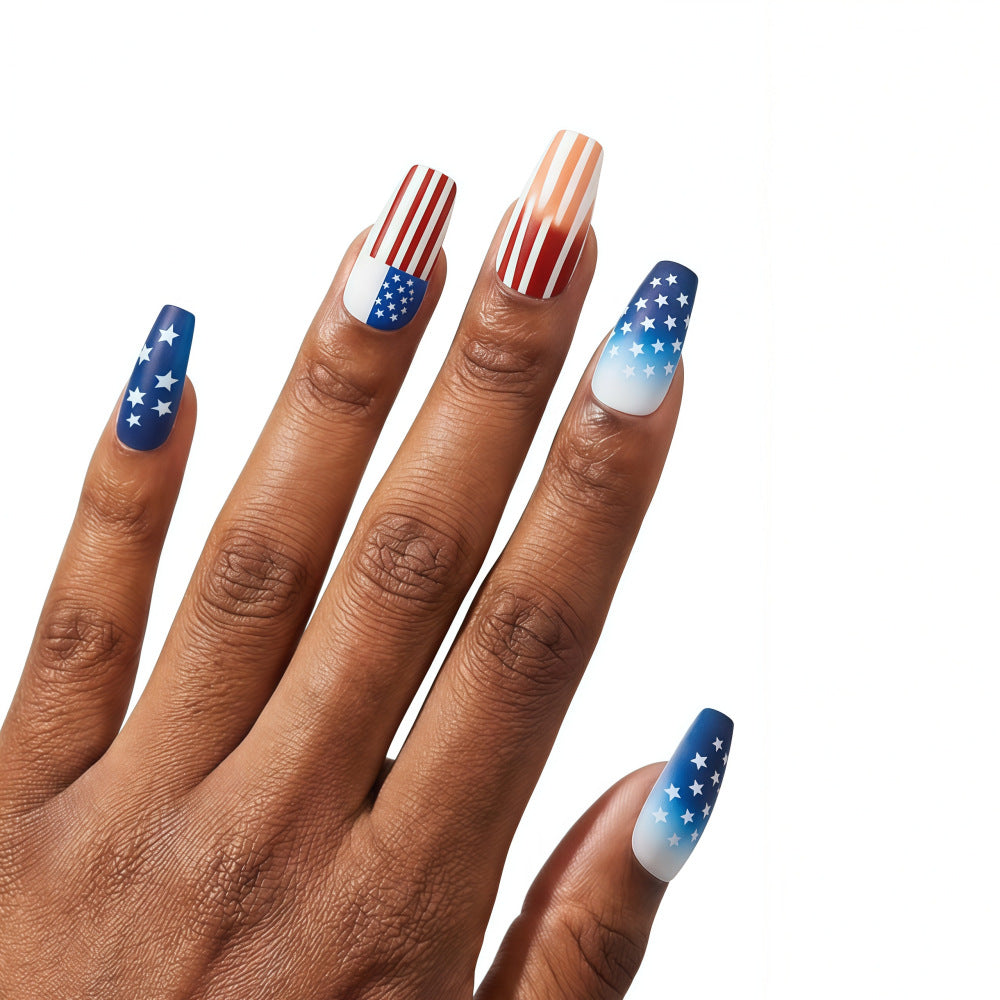 Patriotic design artificial nails Acalora