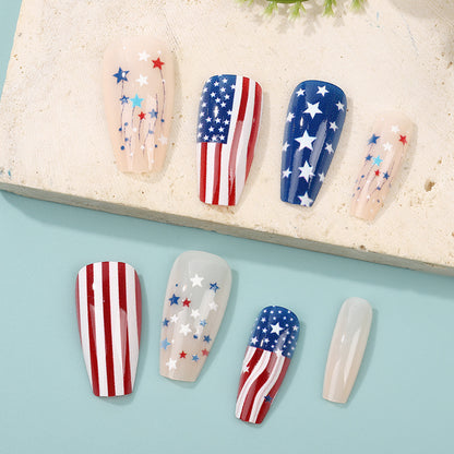 Patriotic design artificial nails Acalora
