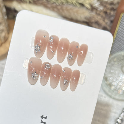 Decorative Press-On Nail Set with Sparkling Star Accents Acalora