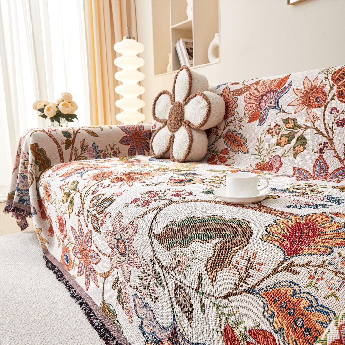 Artistic Floral Pattern Sofa Throw
