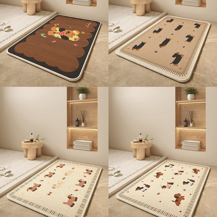 Cartoon Dog-Themed Bath Mat
