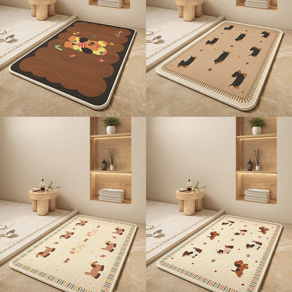 Cartoon Dog-Themed Bath Mat