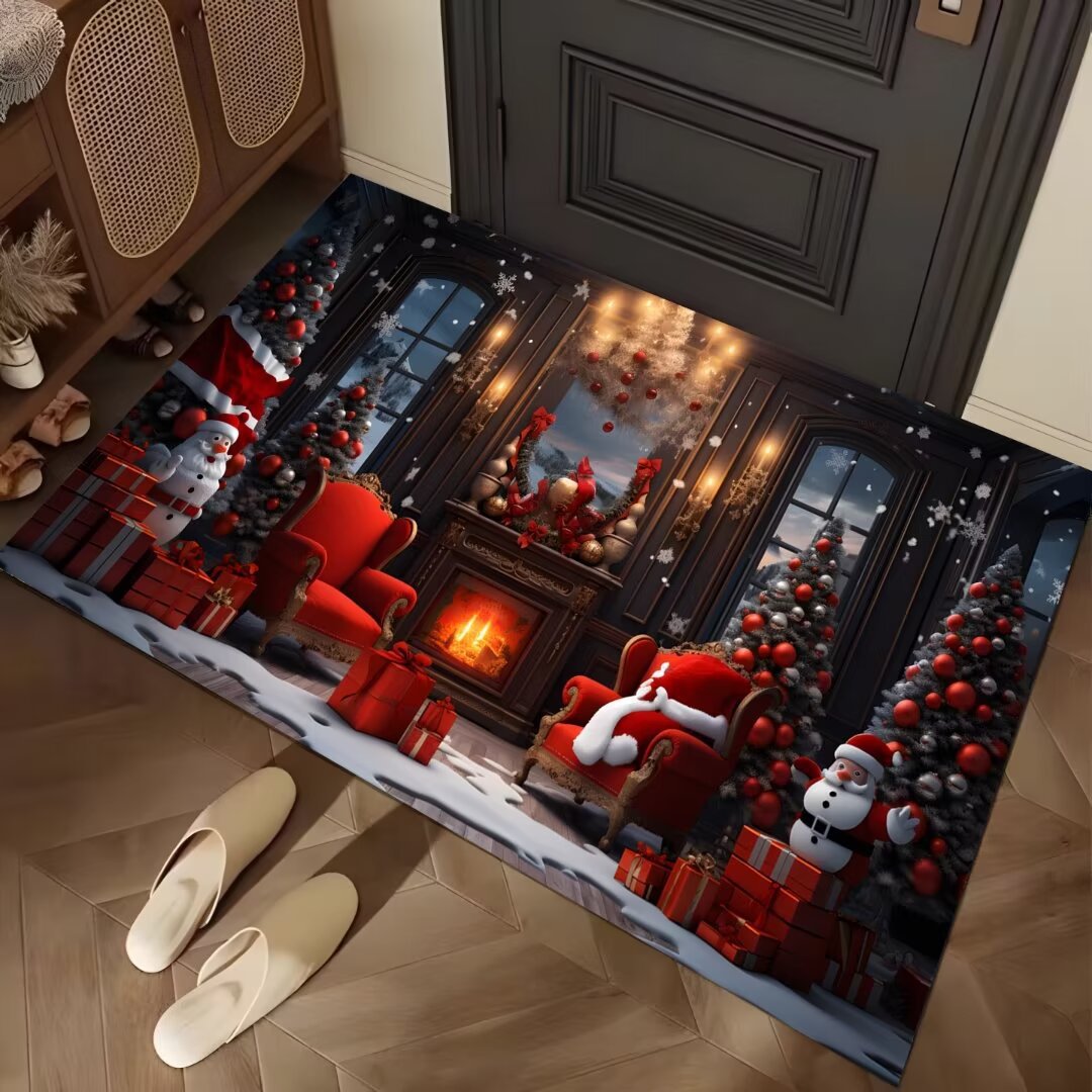Festive Winter-Themed Entrance Mat