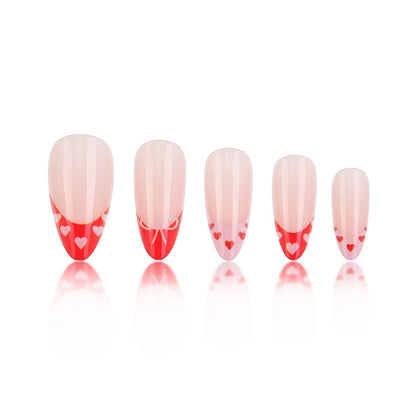 Heart-Themed French Tip Press-On Nails Acalora
