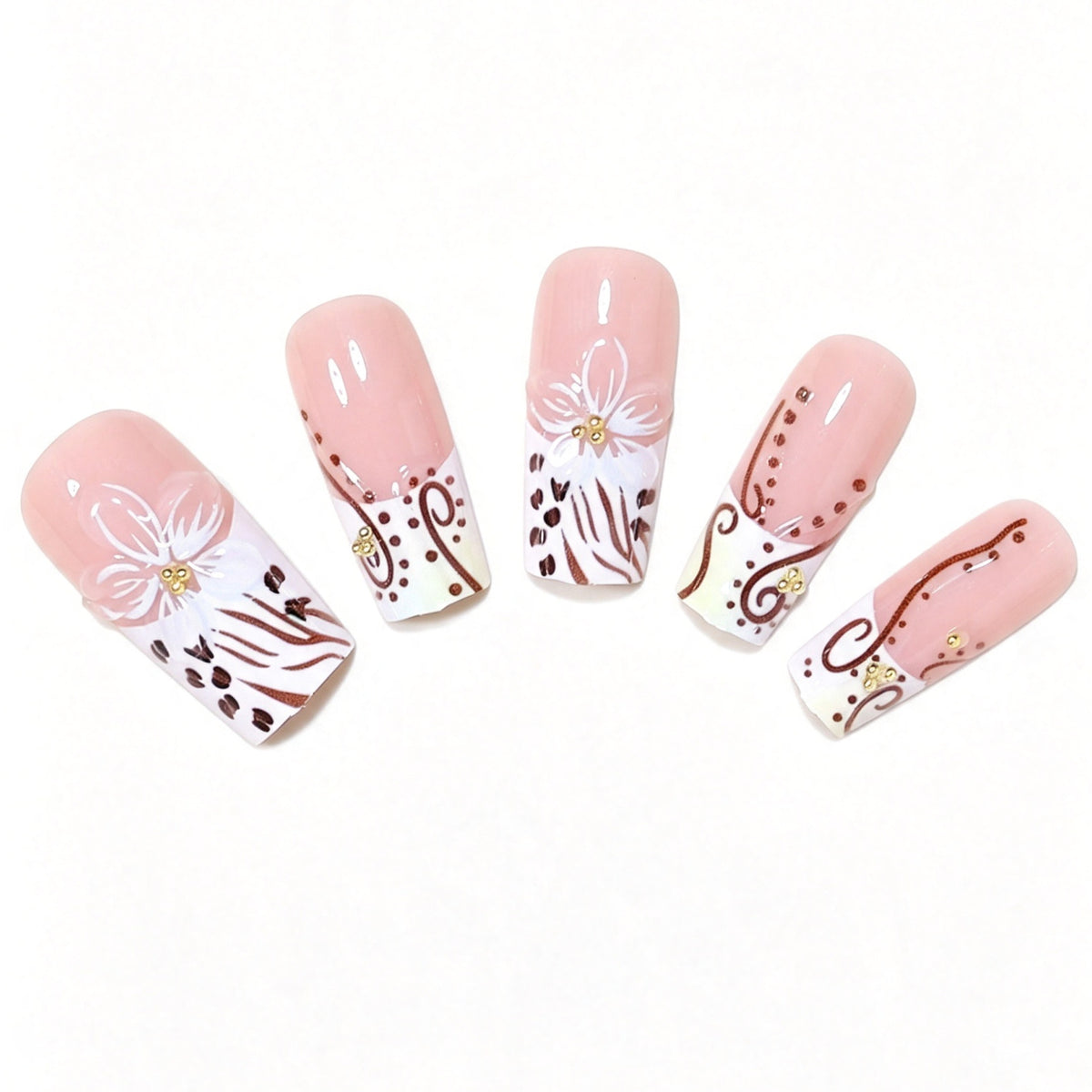 Elegant Floral Acrylic Nail Extensions Acalora