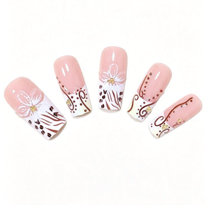Elegant Floral Acrylic Nail Extensions Acalora