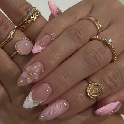 Floral Acrylic Press-On Nails Acalora