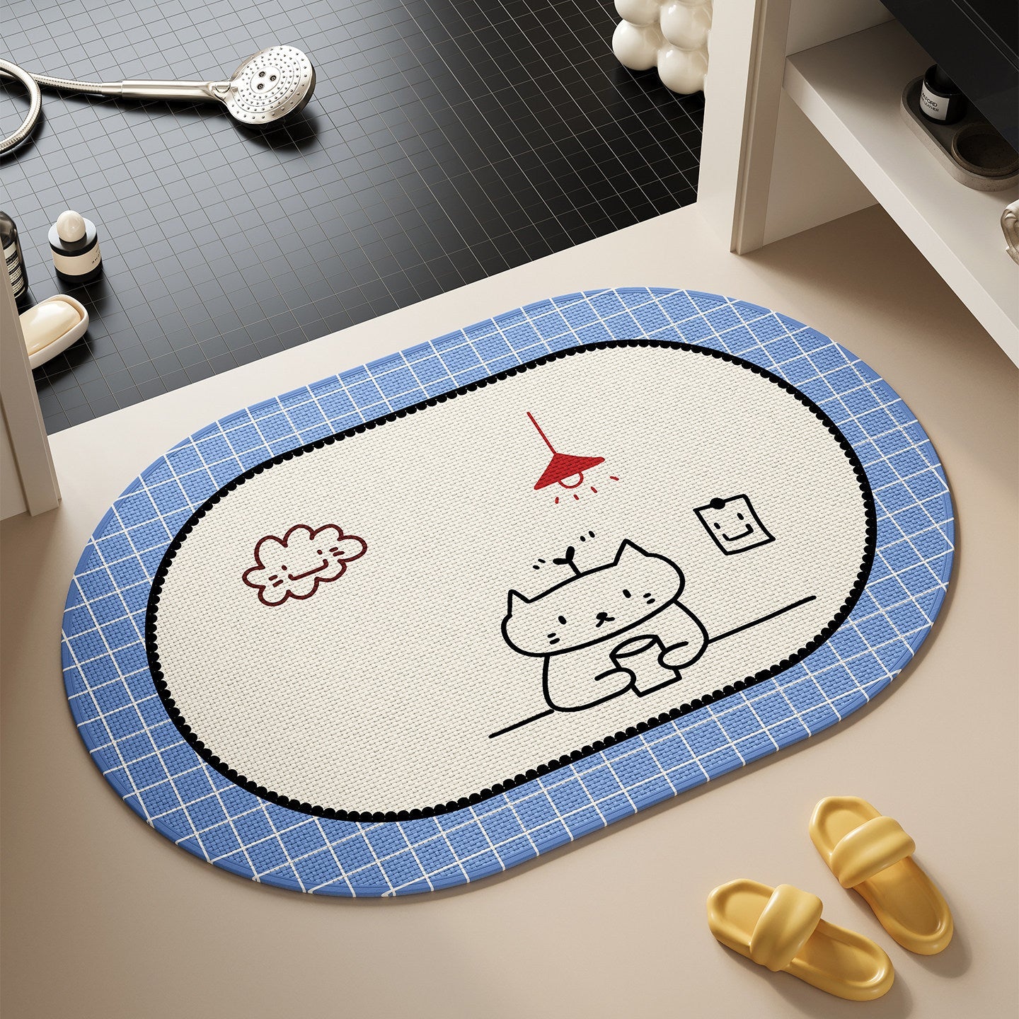 Cute Cat-Themed Bath Rug