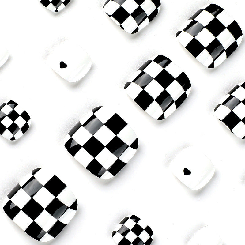 Artificial Nail Set with Attractive Chessboard Design Acalora