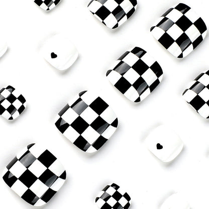 Artificial Nail Set with Attractive Chessboard Design Acalora
