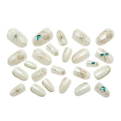 Artificial nails with elegant jewelry embellishments Acalora