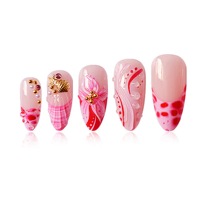 Elegant 3D Floral Press-On Nail Design Acalora