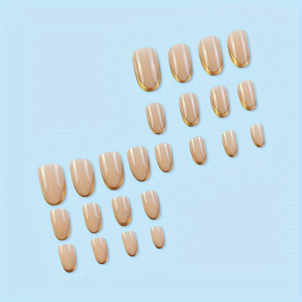 Elegant Glossy French Tip Nail Set Acalora