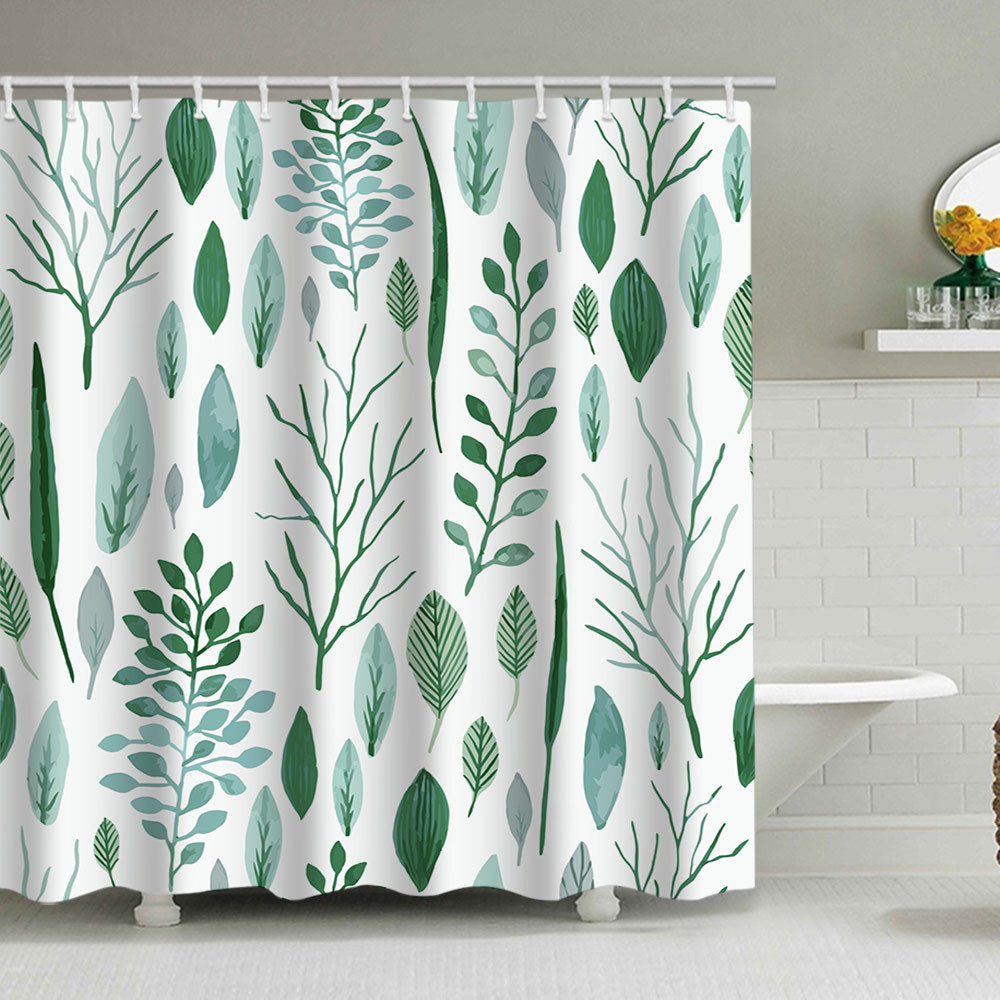 Botanical Leaf Pattern Shower Curtain
