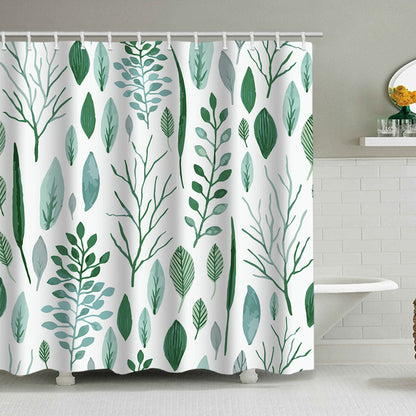 Botanical Leaf Pattern Shower Curtain
