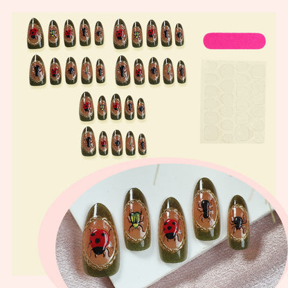 Artistic Insect-Themed Press-On Nail Set Acalora