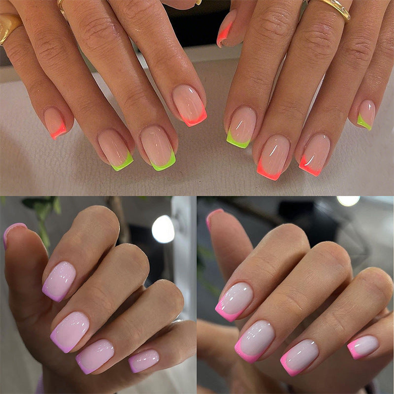 Vibrant Neon French Tip Press-On Nails Acalora