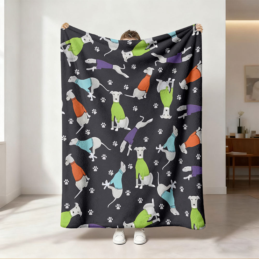 Unisex Cozy Dog-Themed Fleece Throw Blanket