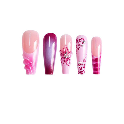 Artistic Floral and Gemstone Press-On Nails Acalora
