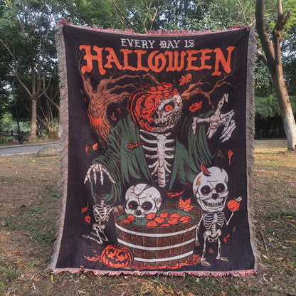 Halloween-Themed Tapestry Throw Blanket