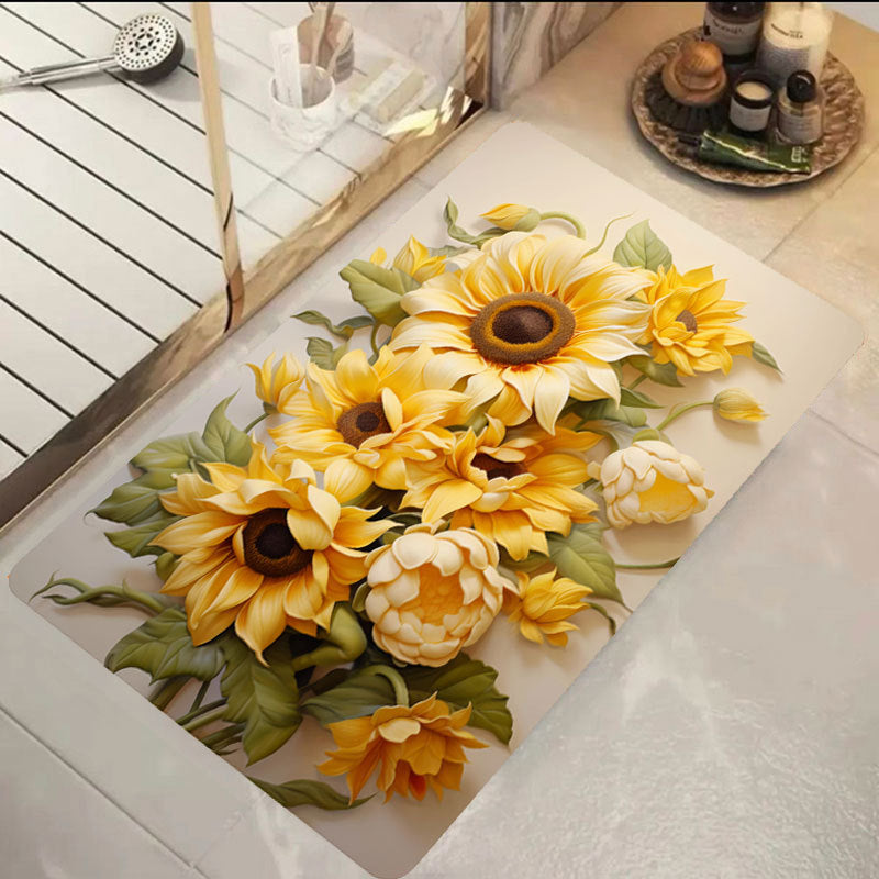 Floral Print Bath Mat