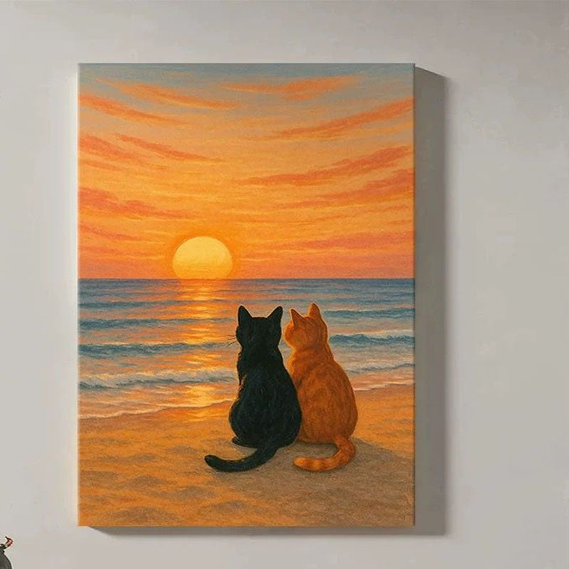 Artistic Cat-Themed Canvas Wall Art