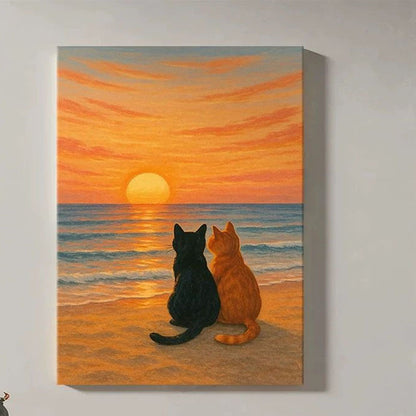 Artistic Cat-Themed Canvas Wall Art
